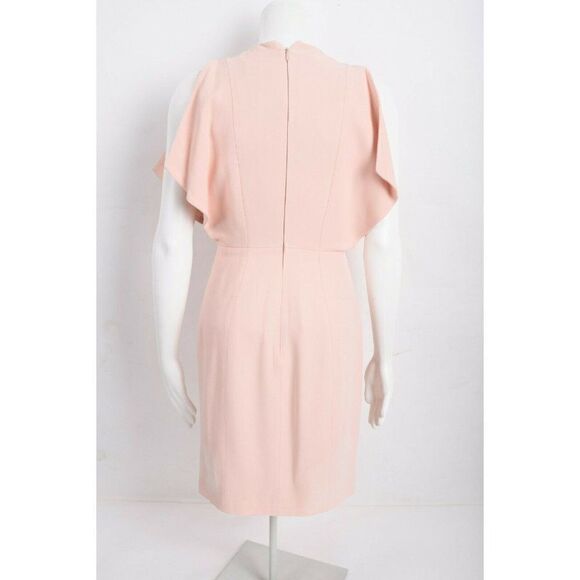 Genny Womens Pink Mini Sheath Dress Size 0 Cape Style Blush Nude V-Neck - Picture 4 of 8